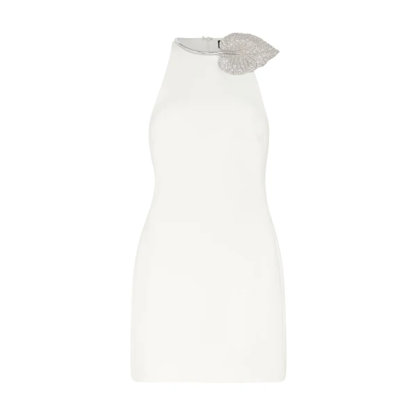 David Koma Crystal Leaf And Halter Mini Dress
