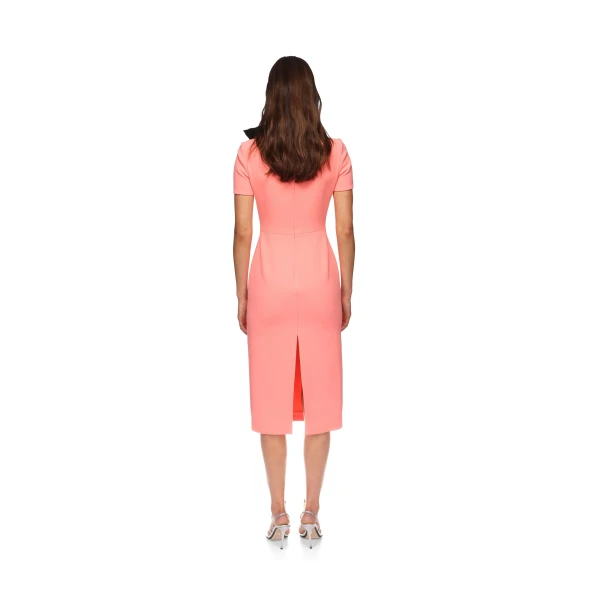David Koma Crystal Leaf Embroidered Short Sleeve Midi Dress, view 5