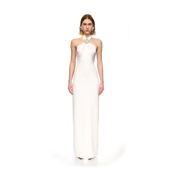 David Koma Crystal Pendant Halterneck Gown, view 2
