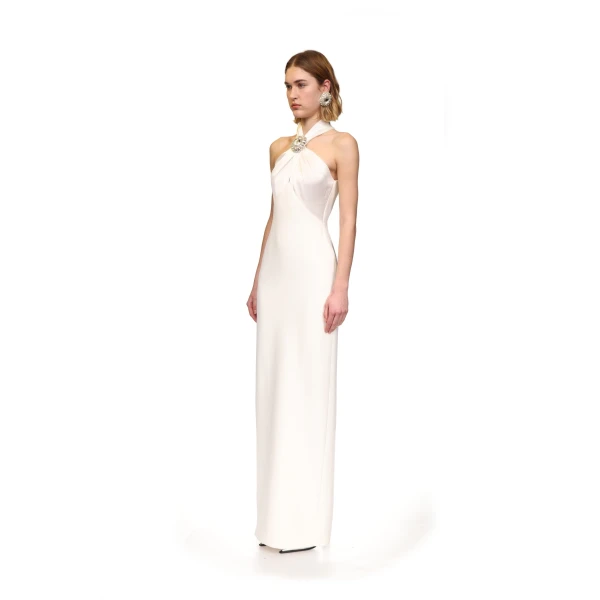 David Koma Crystal Pendant Halterneck Gown, view 3