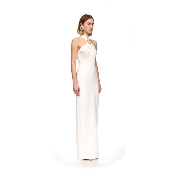 David Koma Crystal Pendant Halterneck Gown, view 4