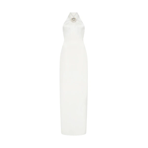 David Koma Crystal Pendant Halterneck Gown