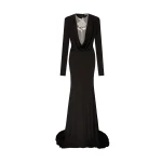 David Koma Crystal Rose Detail Gown In Black