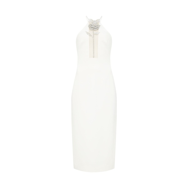 David Koma Crystal Rose Halter Midi Dress