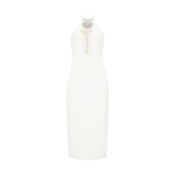 David Koma Crystal Rose Halter Midi Dress
