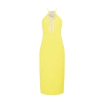 David Koma Crystal Rose Halter Midi Dress In Yellow
