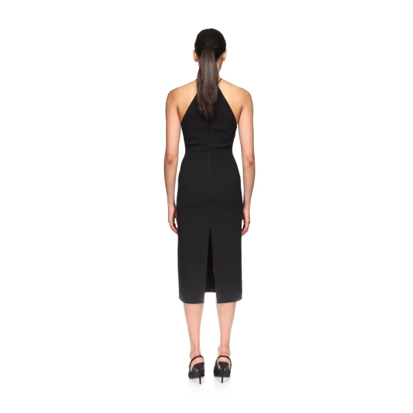David Koma Crystal Rose Halter Midi Dress In Yellow, view 5