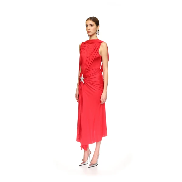 David Koma Crystal Star And Scarf Midi Dress, view 3