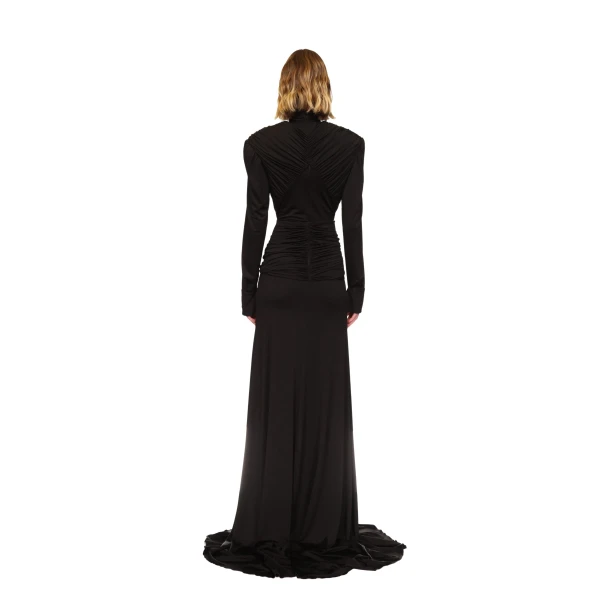 David Koma Cutout Detail Long Sleeve Gown In Black, view 5