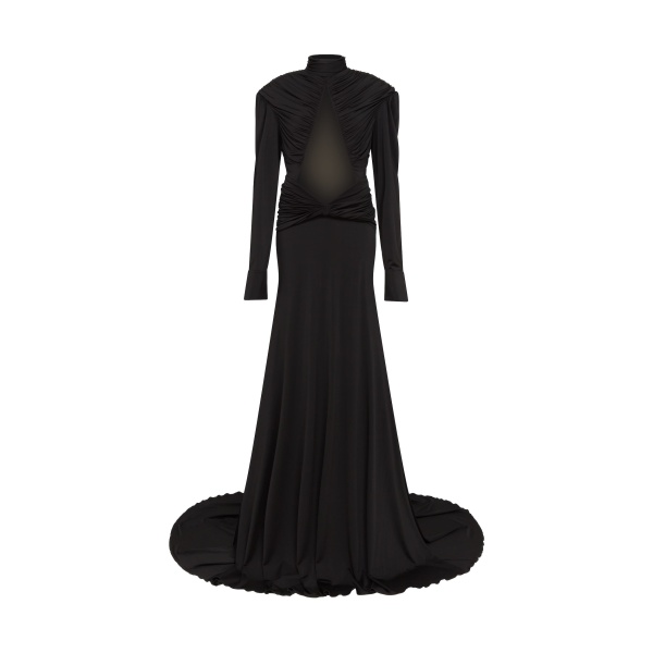 David Koma Cutout Detail Long Sleeve Gown In Black