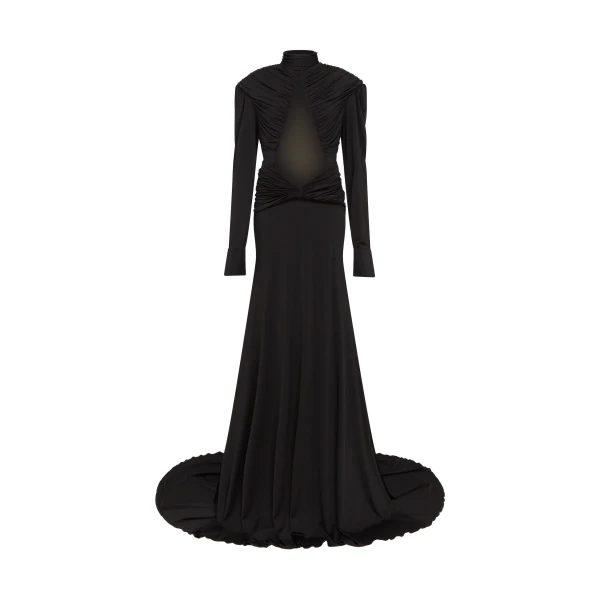 David Koma Cutout Detail Long Sleeve Gown In Black