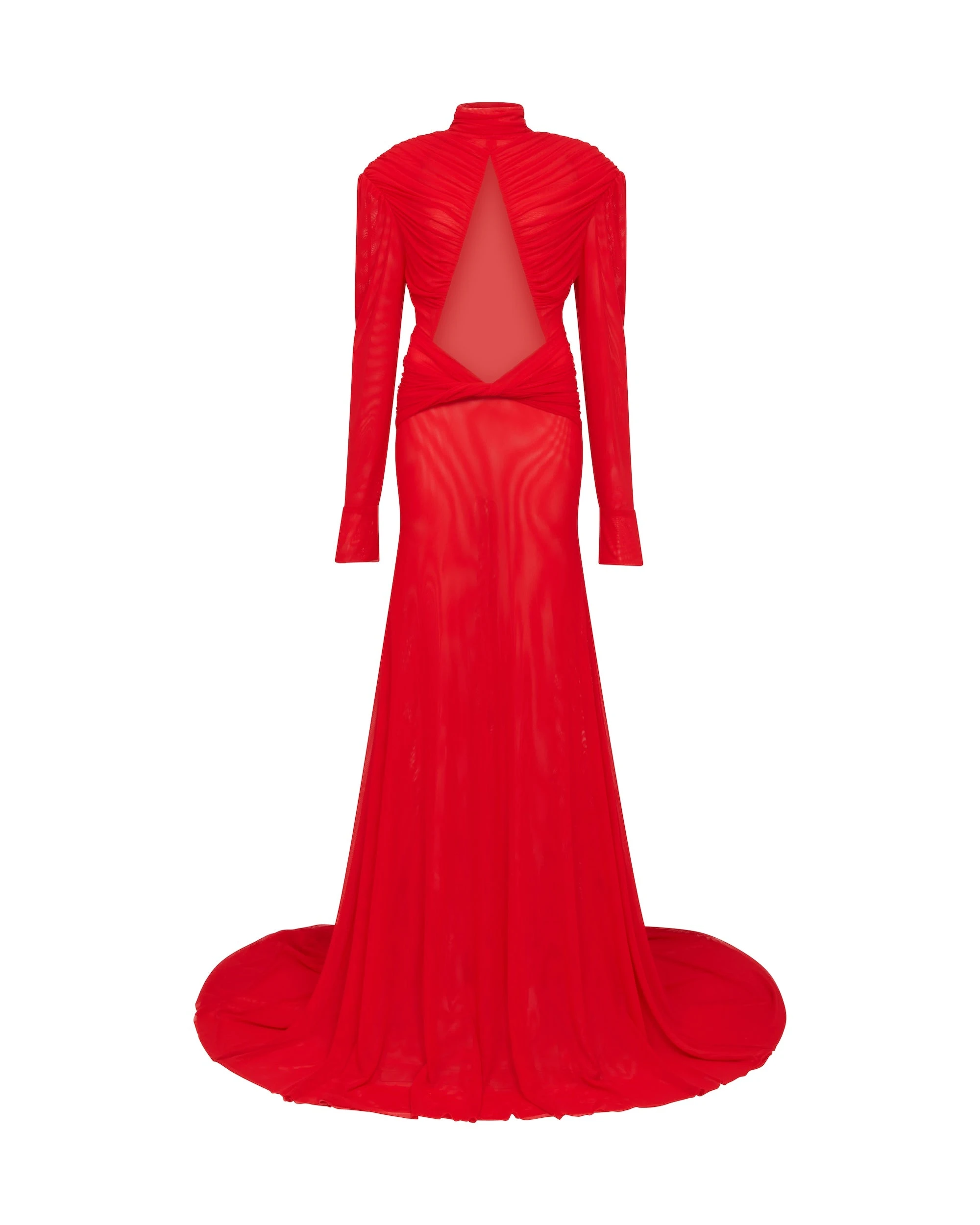 David Koma Cutout Detail Long Sleeve Mesh Gown David Koma Cutout Detail Long Sleeve Mesh Gown