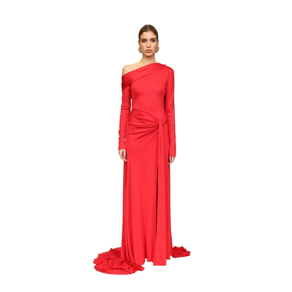 David Koma Drape Waist And One Shoulder Gown, view 2
