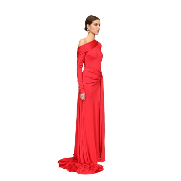 David Koma Drape Waist And One Shoulder Gown, view 4