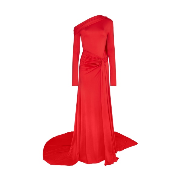 David Koma Drape Waist And One Shoulder Gown