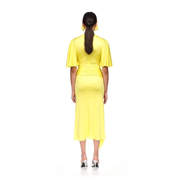 David Koma Draped Sleeve Jersey Midi Dress In Black, view 5