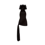 David Koma Feather Neck Detail Halter Mini Dress