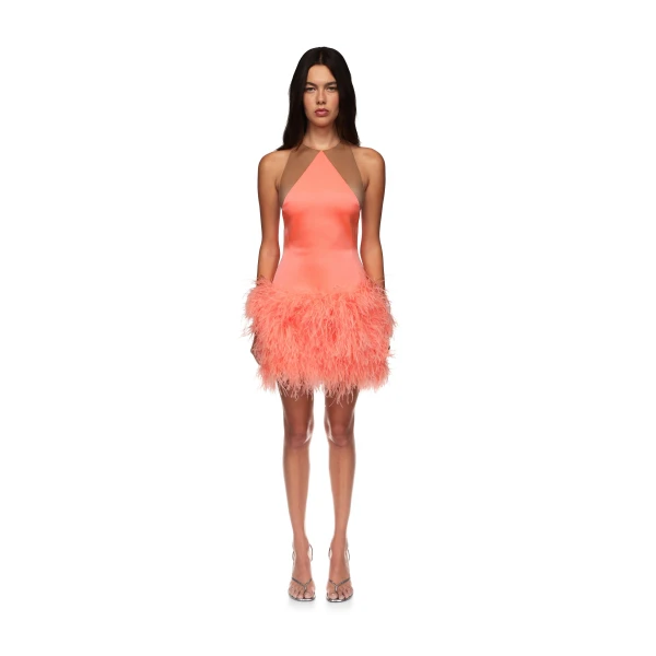 David Koma Feather Trim And Satin Mini Dress, view 2