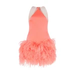 David Koma Feather Trim And Satin Mini Dress