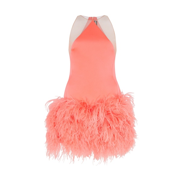 David Koma Feather Trim And Satin Mini Dress