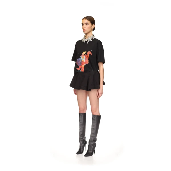 David Koma Flounce Denim Mini Skirt, view 3