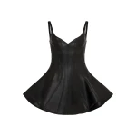 David Koma Flounce Hem Faux Leather Dress