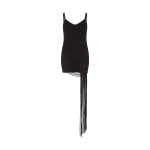 David Koma Fringe Draping Cami Mini Knit Dress