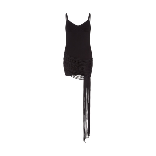 David Koma Fringe Draping Cami Mini Knit Dress
