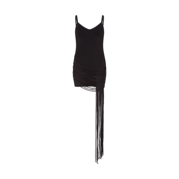 David Koma Fringe Draping Cami Mini Knit Dress