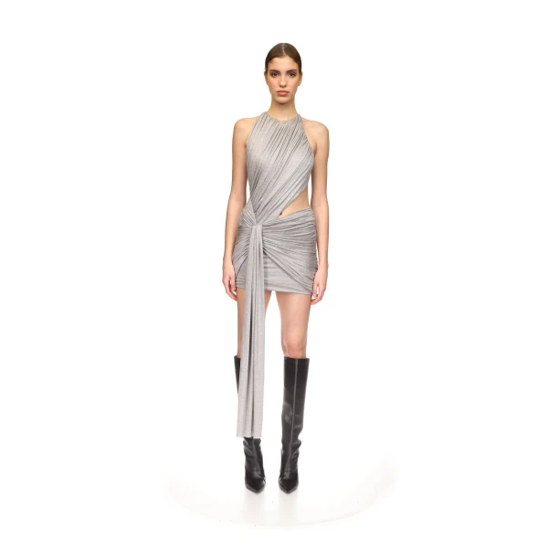 David Koma Gathered Mini Dress With Side Cutout, view 2