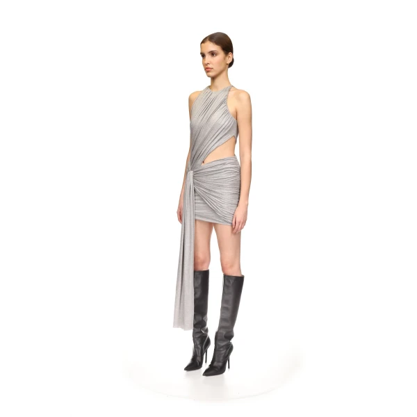 David Koma Gathered Mini Dress With Side Cutout, view 3