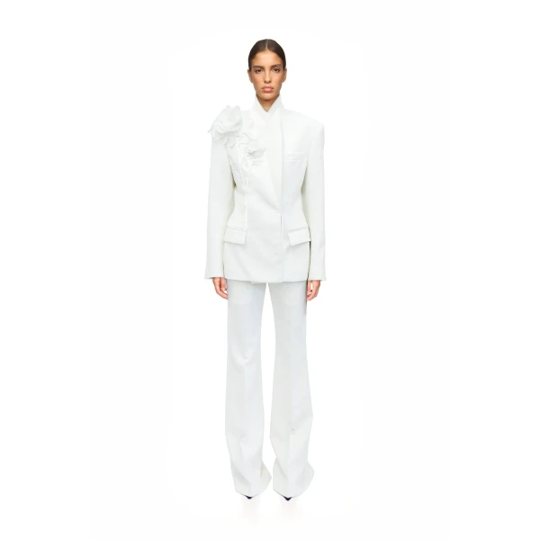 David Koma Lace Flower Cluster Tailored Jacket, view 2