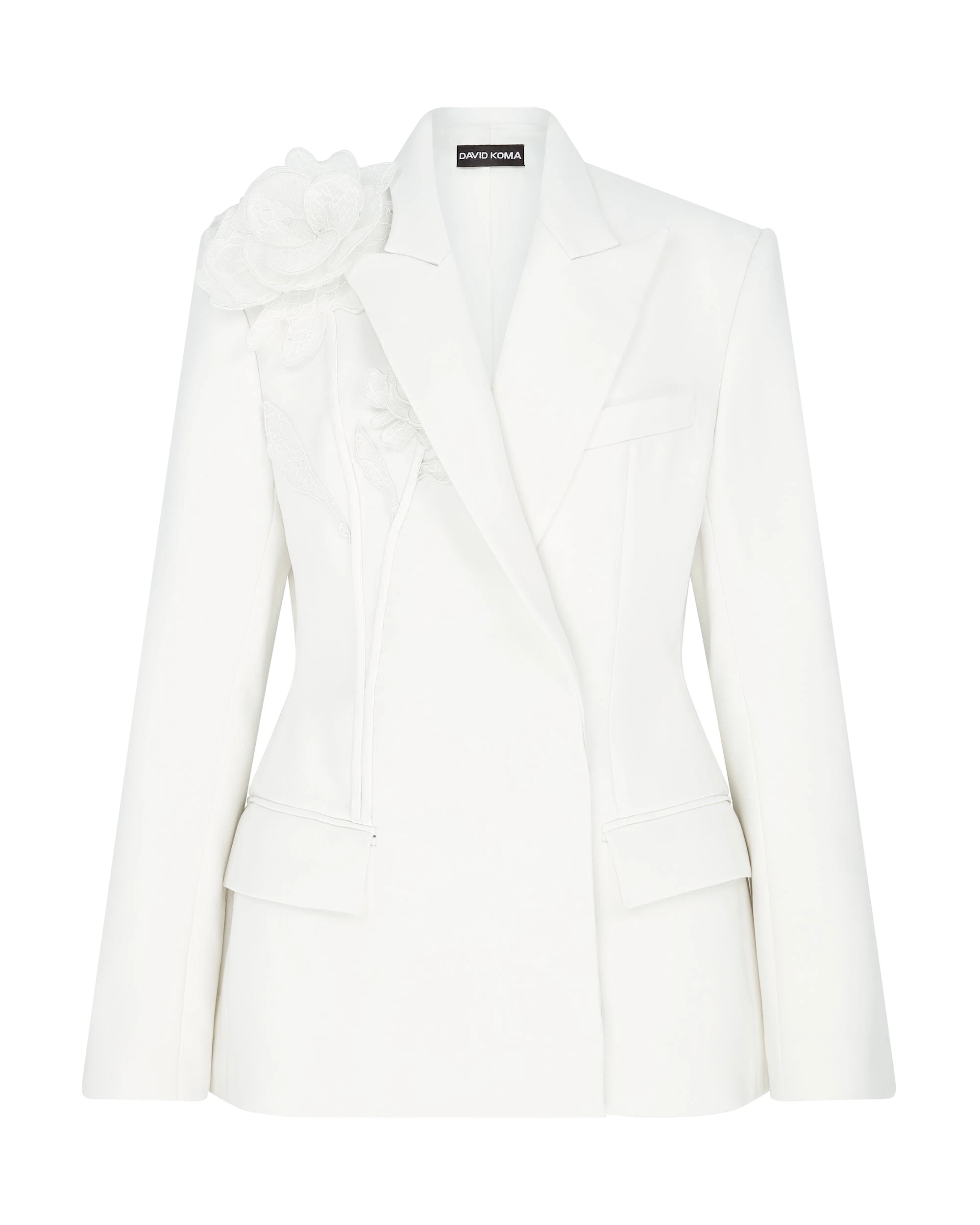 David Koma Lace Flower Cluster Tailored Jacket David Koma Lace Flower Cluster Tailored Jacket