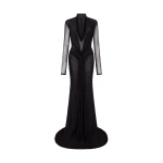David Koma Lace Flower Plunge Gown In Black