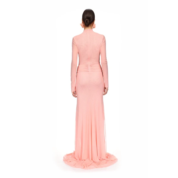 David Koma Lace Flower Plunge Gown In Black, view 5