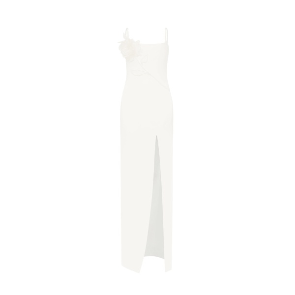 David Koma Lace Rose Embroidered Gown In White