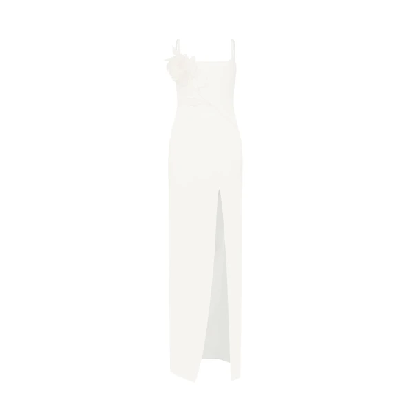 David Koma Lace Rose Embroidered Gown In White