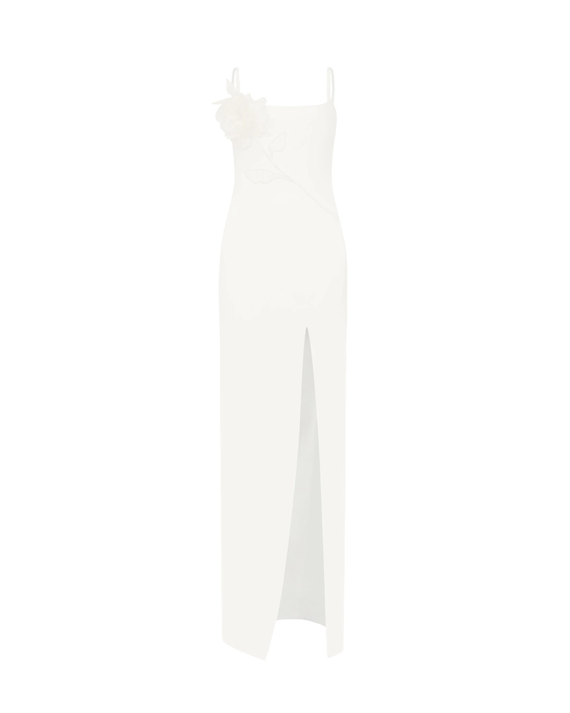 David Koma Lace Rose Embroidered Gown In White David Koma Lace Rose Embroidered Gown In White