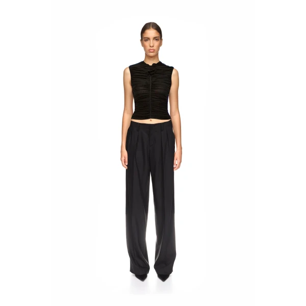 David Koma Lace Rose Embroidered Ruched Top, view 2