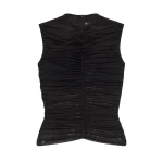 David Koma Lace Rose Embroidered Ruched Top