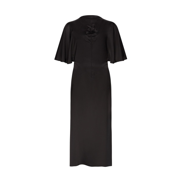 David Koma Lace Rose Embroidered Satin Midi Dress