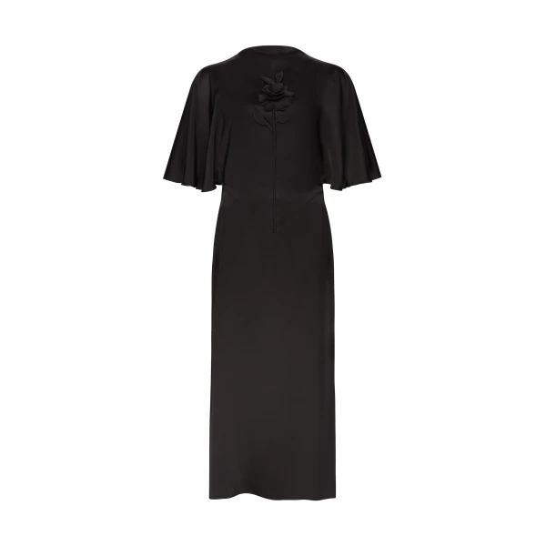 David Koma Lace Rose Embroidered Satin Midi Dress