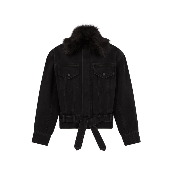 David Koma Oversized Denim Jacket With Faux-fur Collar