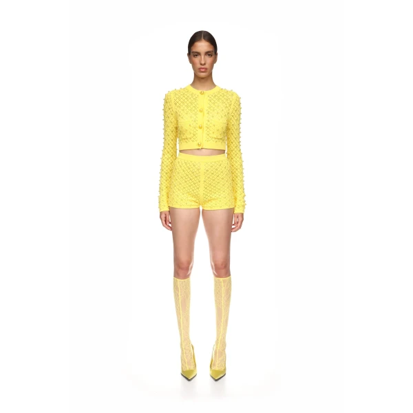 David Koma Pearl Embellished Knit Cardigan, view 2