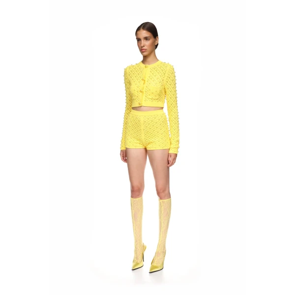 David Koma Pearl Embellished Knit Cardigan, view 3