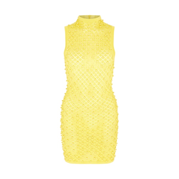 David Koma Pearl Embellished Knit Mini Dress