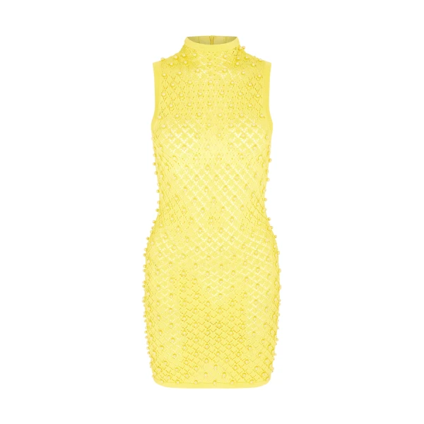 David Koma Pearl Embellished Knit Mini Dress
