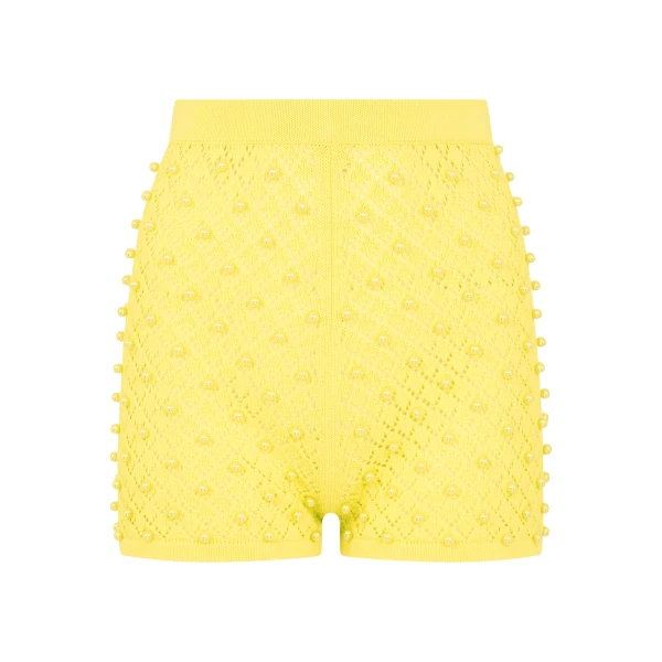 Pearl Embellished Knit Shorts