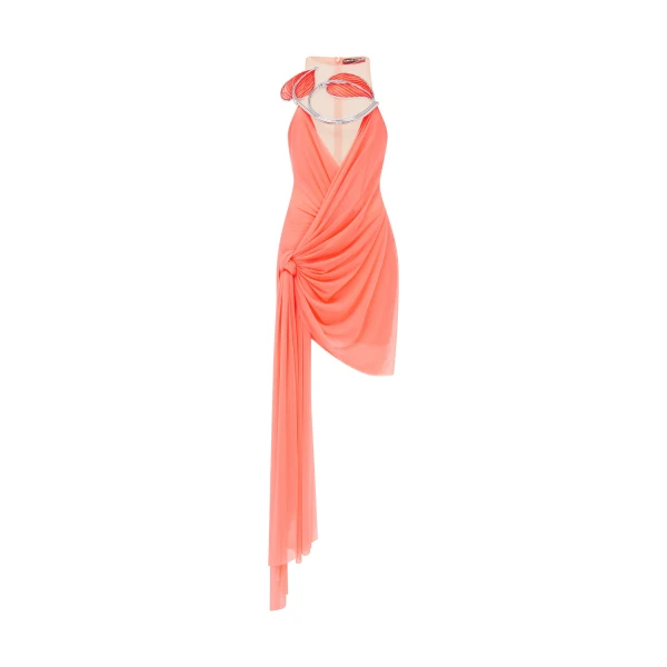 David Koma Plexi Leaf And Drape Mini Dress