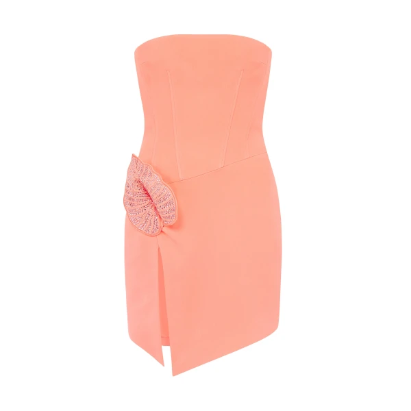 David Koma Rhinestone Leaf And Corset Top Mini Dress Pink